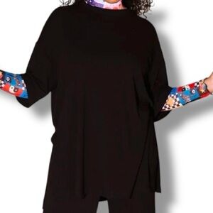 Dressed In LALA ORIGINAL: Lex Ribbed Oversized Top T Shirt in Black Size XL